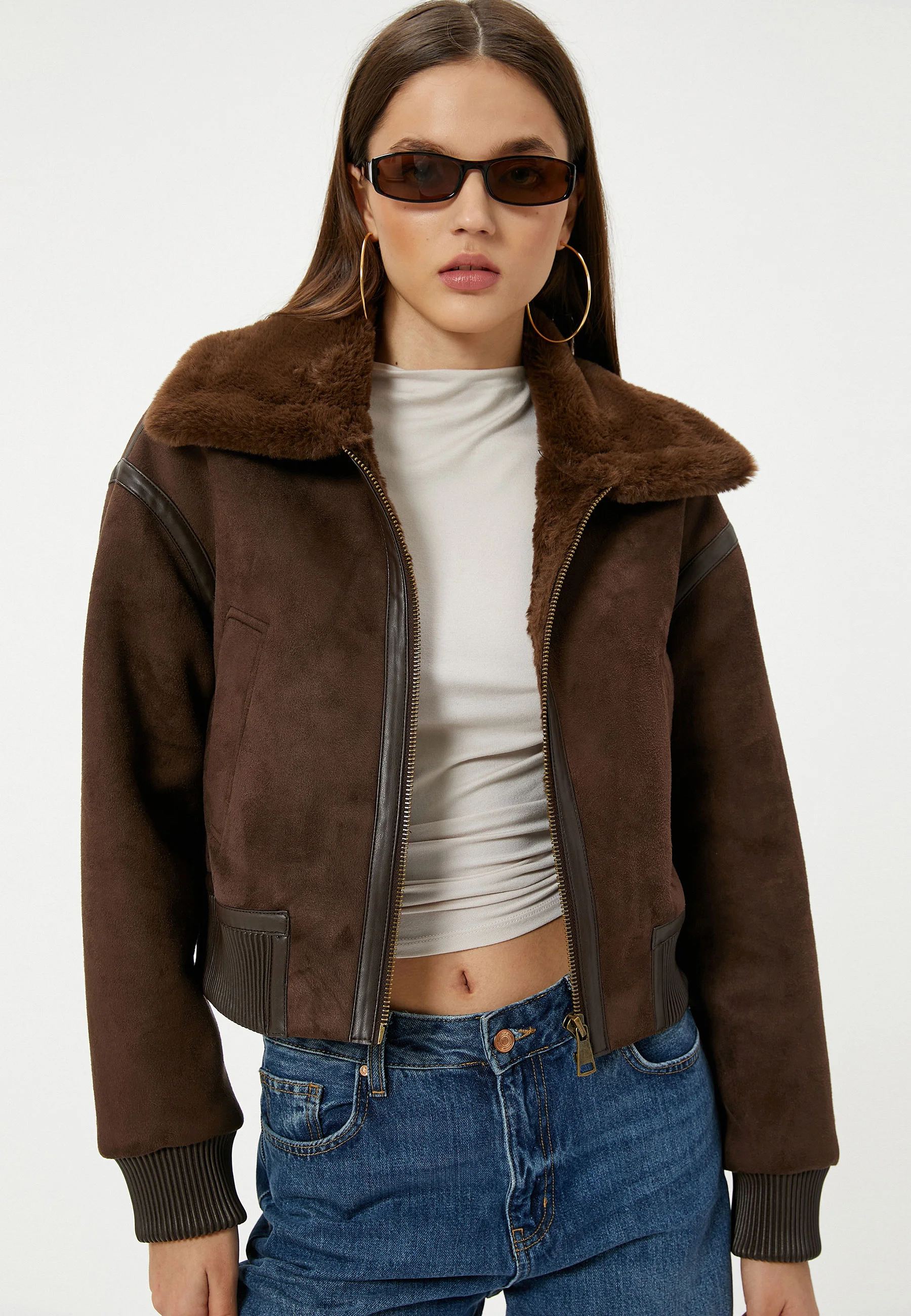 Brown Faux Leather Jacker